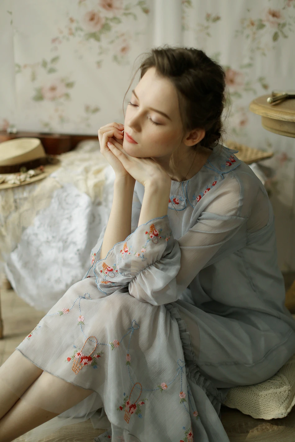 Линетт's chinoisery весна осень дизайн для женщин Винтаж Вышивка свободные Mori платья для девочек
