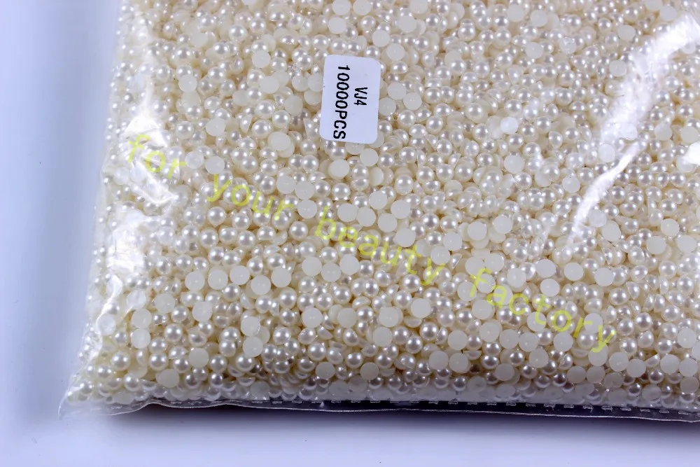 Free Shipping ! Wholesale 10000pcs/Pack New Nail Art Half Pearls 4mm Pearls 3D Rhinestones Nail Tips Decoration #X240