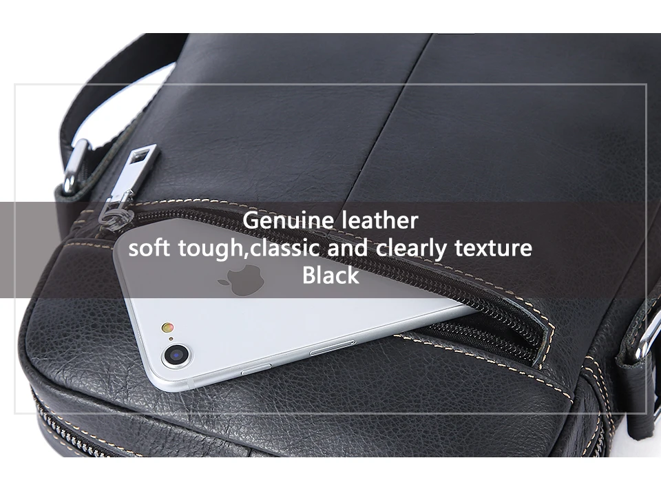 Black Leather Shoulder Bag Male Genuine Leather Men Bags Casual Crossbody Bags (6)