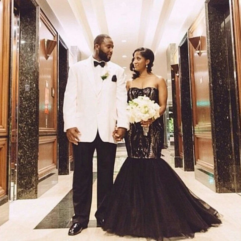 Sexy Long Black font b Wedding b font font b Dress b font Strapless Low Back