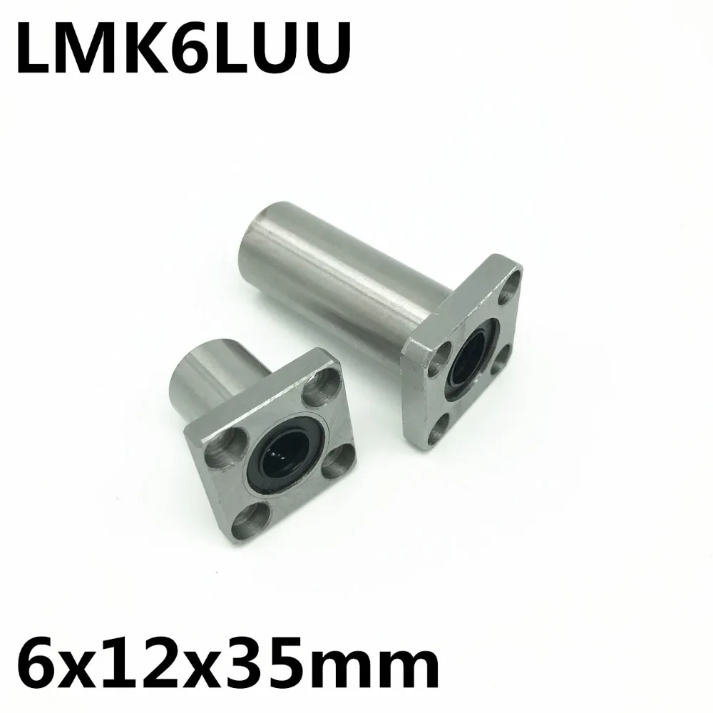 2pcs LMK6LUU For 6mm Shaft Linear Bearing Square Flange Ball Bearing