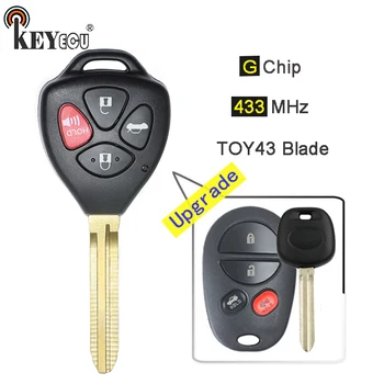 

KEYECU 433MHz G Chip Upgraded Flip Folding 3+1 4 Button Remote Key Fob TOY43 for Toyota Highlander Aurion Camry 2006-2011 Aus