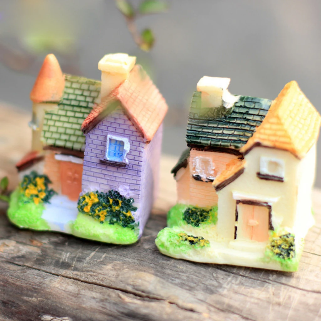 1 Set of 5 European Villa Miniature Dollhouse Bonsai Craft Fairy Garden Glass Vase Decor Resin Garden Statue for micro landscape