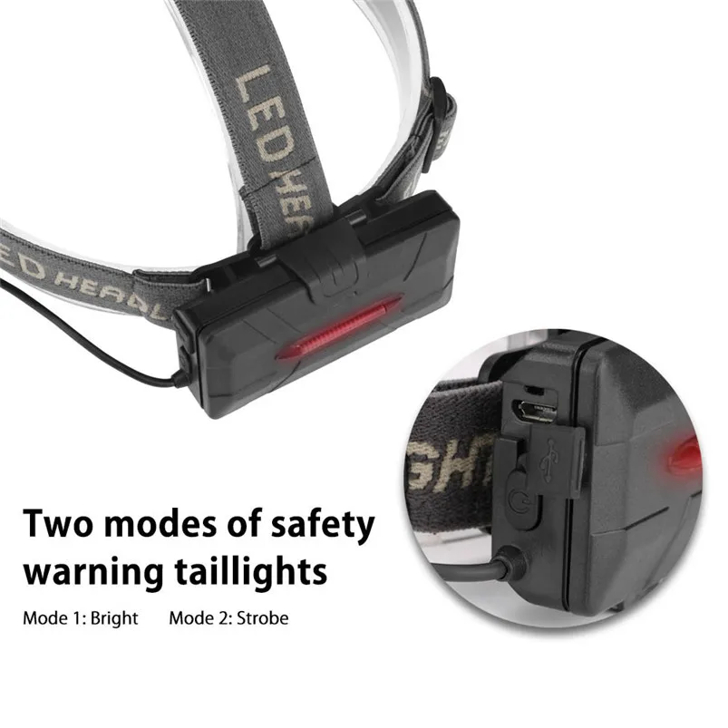 XML T6 LED Headlamp Rechargeable 6 LED Head Light Flashlight Torch Lamp 5 Modes Led Headlight Button Switch Zaklamp 35FY2104