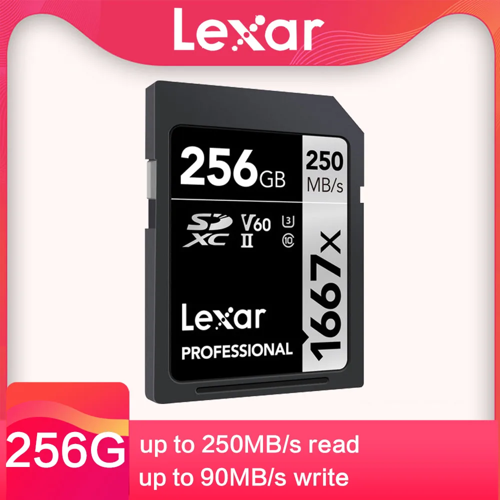 Оригинальная SD карта Lexar 1667X250 Мб/с 65 ГБ 128 ГБ 256 ГБ SD класс 10 UHS-II U3 SDHC SDXC карта памяти камеры