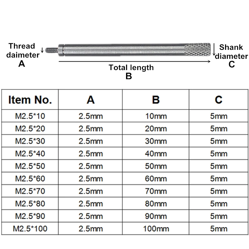 Удлинительные стержни для индикаторов циферблата шатун зонда HSS аксессуар Больше спецификаций M2.5* 10 мм-100 мм измерительные инструменты 1