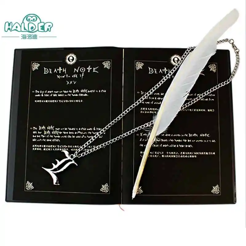 

Halder Death Note L-Shaped Necklace Long Chains Pendants Notebook 3pcs/lot Feather Pen Cosplay Props Accessories Decoration