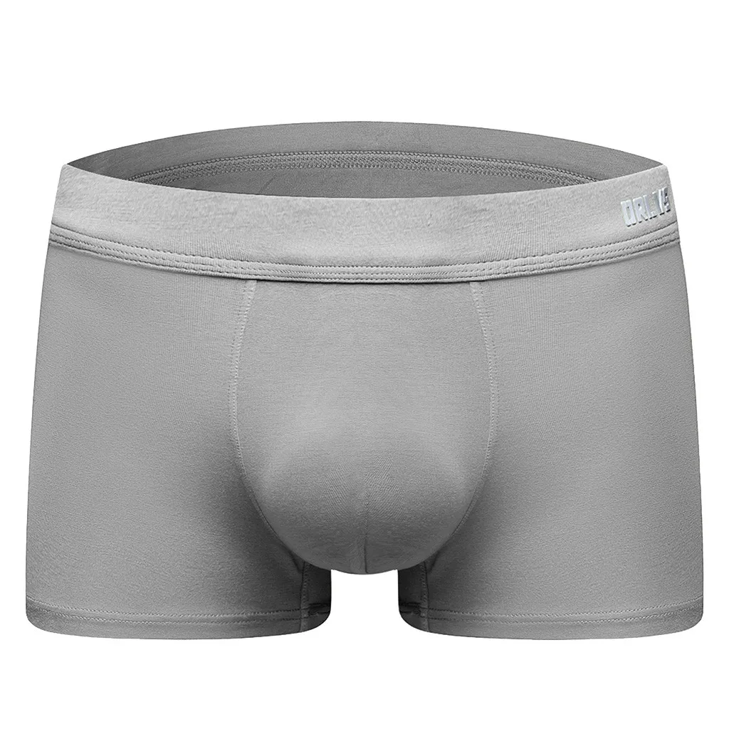 Gray Мужские хлопковые трусы, мужские однотонные шорты, трусы, мужские мягкие, хотя и теплые трусы, мужские сексуальные трусы, vete men t homme - Цвет: Gray