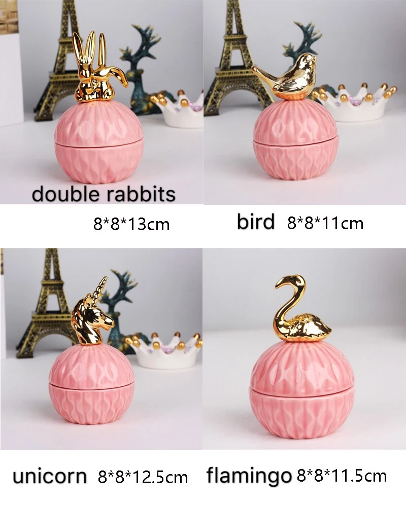 high quality modern animal design ceramic jewelry storage box jewelry jar makeup box 6