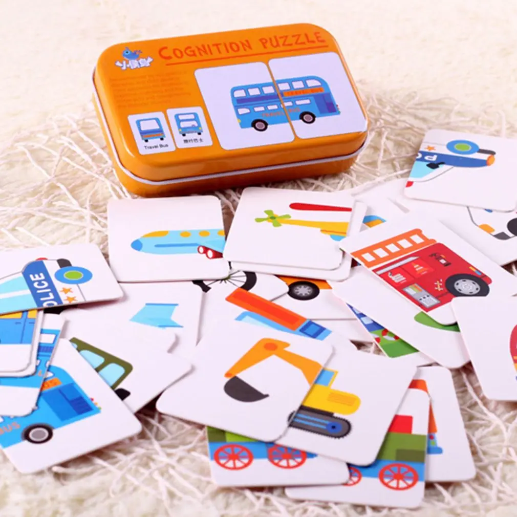 Baby montessori Learning Cognitive Card With Iron Box Kids English Word Pocket Learn Tool Educativos Tools Table Game Puzzle