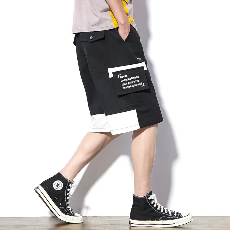 Мужские летние хип-хоп мульти накладные карманы мешковатые спортивные шорты мужские Лоскутные повседневные короткие спортивные шорты в уличном стиле для мужчин