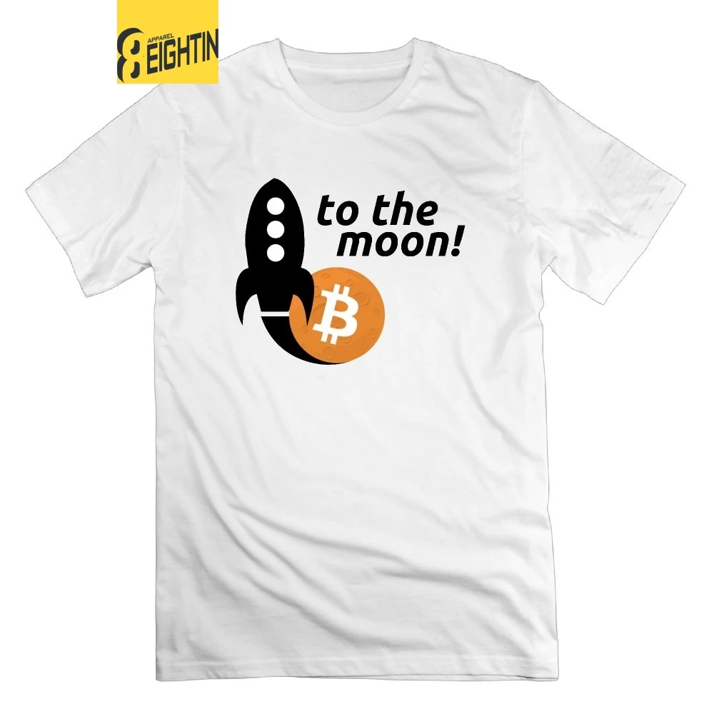

Bitcoin to The Moon Crypto Cryptocurrency 100% Cotton Print Tees T Shirt Short Sleeves O-Neck 6XL T-Shirt for Men Funny