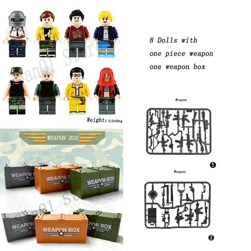 

8 dolls/set military game toy battlefield survival toy Bricks Figures Guns Weapons Compatible Legoings Building Blocks kids gift