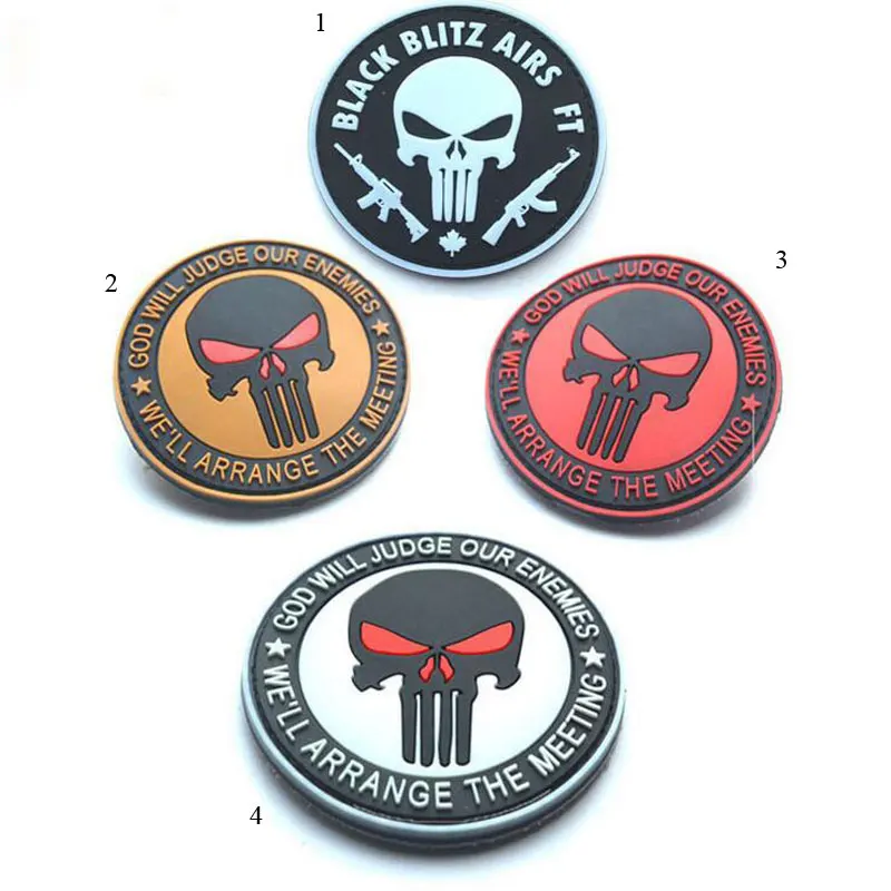 

Punisher Morale Skull 3d Rubber Pvc Airsoftsports Military Tactical Clothes Backpack Badges Red White Snow