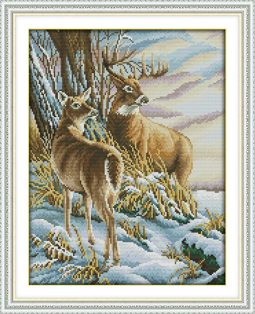 New arrival 2018 Winter Deer Cross Stitch DIY 11CT 14CT Cross Stitch