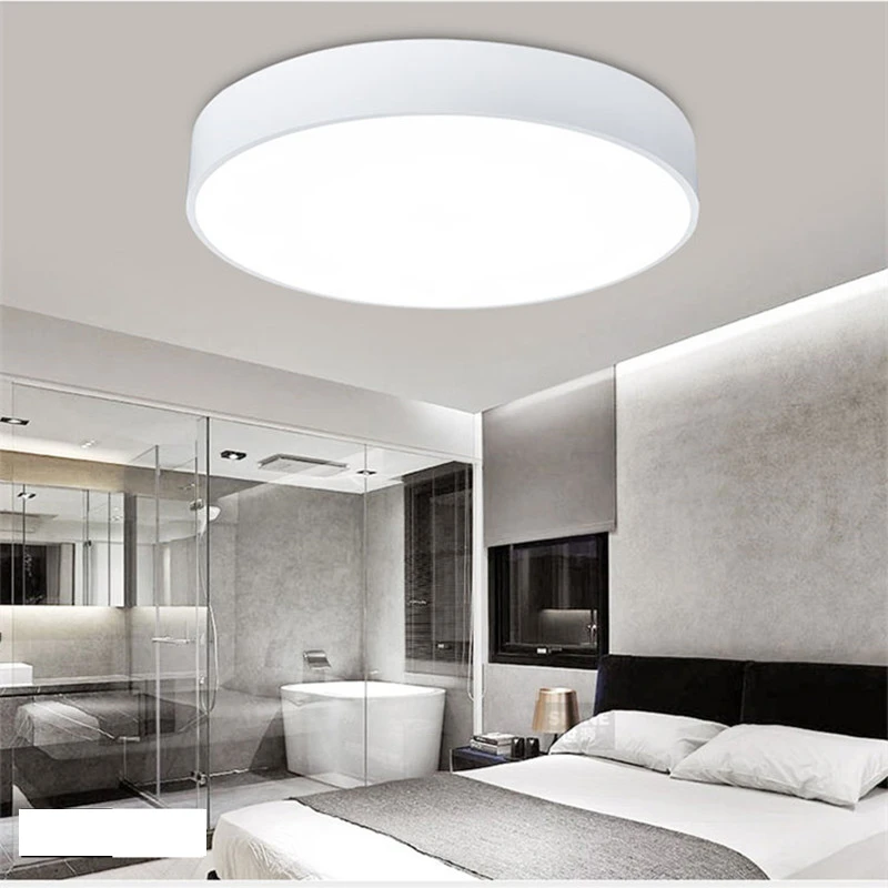 Простой современный круглый светодиодный потолочный светильник, белый/черный круглый потолочный светильник для учебы, столовой, спальни, домашнего декора