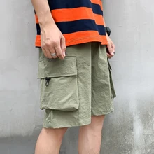 Летние Новые шорты мужские модные однотонные Прямые повседневные шорты мужские уличные трендовые свободные штаны в стиле хип-хоп