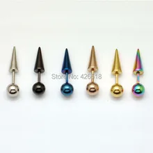 6 мм Диаметр Круглый шарик-шип конусный наконечник титановая сталь мужчины Винт Назад(пирсинг) Серьги Гвоздики 6 цветов