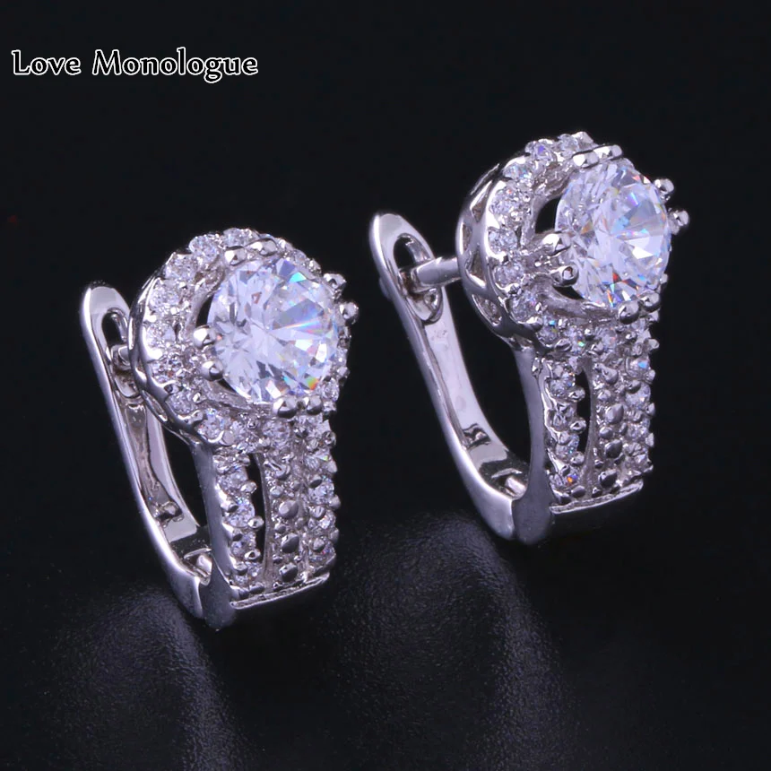 Серьги женские серебряного цвета с фианитом J0004|hoop earrings|earrings hoop earringsearrings for |