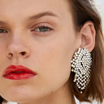 

Dvacaman 2018 New ZA Rhinestone Shiny Drop Earrings for Women Bohemian Big Crystal Designs Statement Earrings Jewelry Brincos