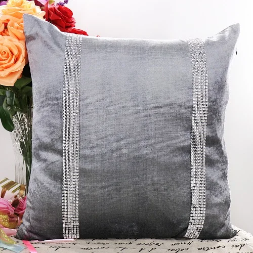 Grey 45X45 см Европейский роскошный Алмазный чехол для подушки наволочка вельветовый чехол для подушки диван квадратный лежак без дома Декор для комнаты автомобиля - Цвет: Grey