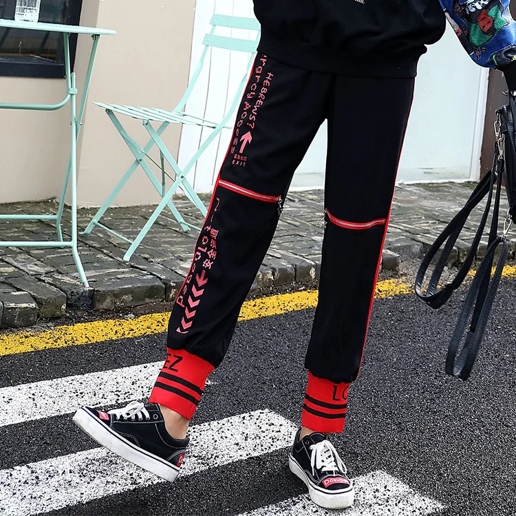 Новинка BF Harajuku стиль спортивные брюки женские свободные тонкие брендовые строчки на молнии ins супер огонь повседневные брюки