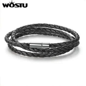 

WOSTU 2019 Hot Sale 6 Color 60CM PU Leather Wrap Bracelet With Magnet Clasp High Quality Jewelry For Women Men Pulseira