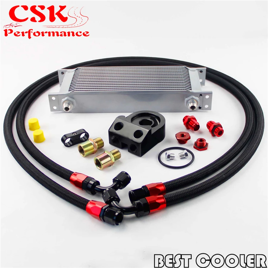 16 Row An8an Universal Engine Oil Cooler Kit For Evo Dsm Ek Eg Sti Wrx