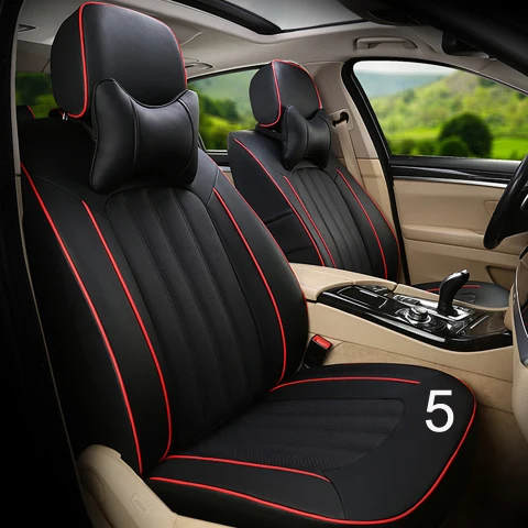 Автомобильные чехлы для Toyota Land Cruiser Prado, кожаные чехлы для сидений, защитная подушка из воловьей кожи - Название цвета: black for 5 seats
