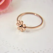 AENINE простой Подсолнух лепестки титана стальное кольцо милое розовое золото маленький цветок маргаритки пара колец ювелирные изделия для женщин BXJ05