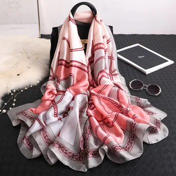 

2019 New Fashion Print Silk Women Scarf Spring Summer Beach Wrap Shawl Hijab Head foulard femme Scarves For Ladies 180*90cm