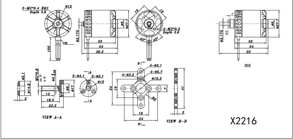 Sunnysky X2216-III X2216 880KV 950KV 1100KV 1250KV 1400KV бесщеточный мотор для RC квадрокоптера самолетов с фиксированным крылом самолета