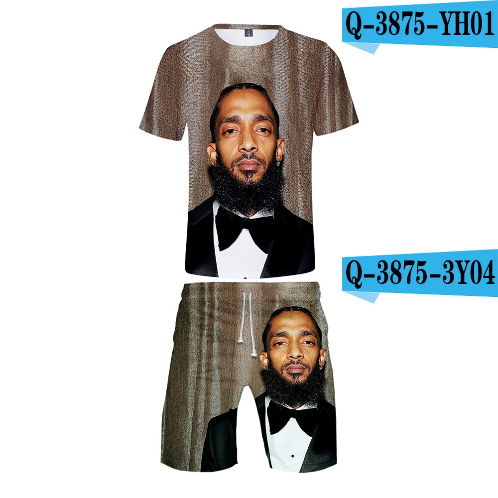 Nipsey Hussle 3D печатных Для женщин/Для мужчин дети из двух частей модная летняя Растениеводство Топ+ шорты Горячая Распродажа KPOP верхняя одежда - Цвет: Серый