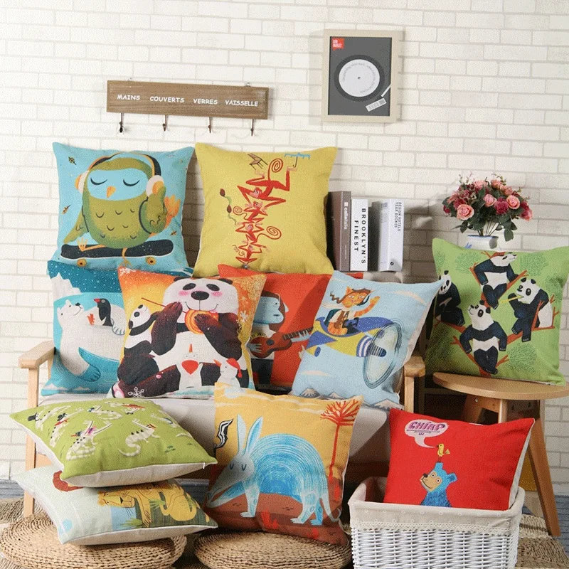 

Free shipping custom 40/45/50/55/60cm polyester/cotton ImItated Linen Digital Print Animal Cushion Cover HT-CPILPC-ANIMAL