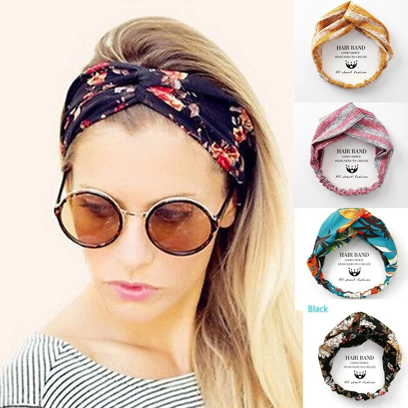 

VEKNO Bohemia Flower Headbands Girls Make UP Elastic Hair Band Twisted Knotted Hair Accessories Yoga Head wrap For Women