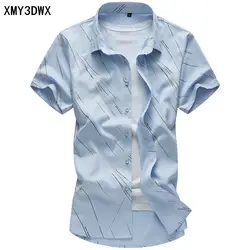2019 Летняя мужская Повседневная рубашка с модным принтом Slim Fit с коротким рукавом рубашка гавайская рубашка брендовая одежда плюс размер 5XL