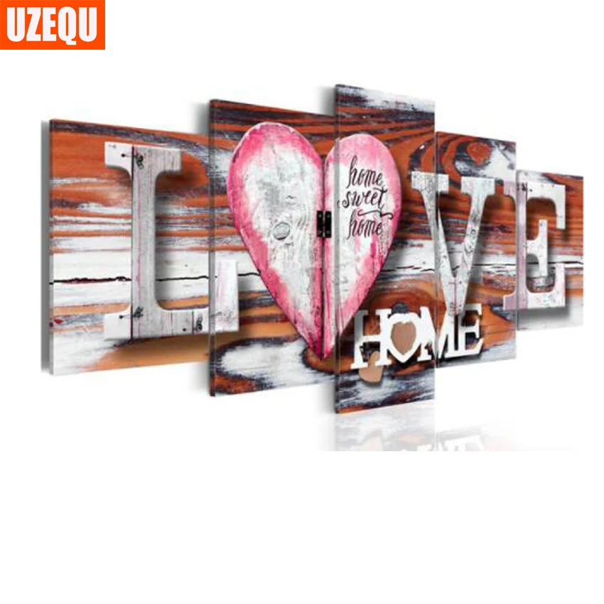 

UzeQu 5pcs Diamond Embroidery Full Square Love Home Piano Multi-picture DIY Diamond Painting Cross Stitch Diamond Mosaic Arts