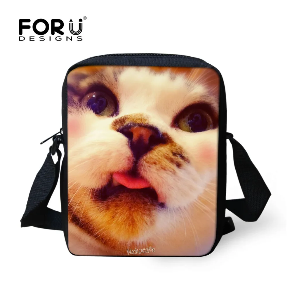 Image FORUDESIGNS Kawaii Scottish Fold Cats School Messenger Bag,Fashion Cross Body Bags For Girls,Japanese Language Crossbody Sac