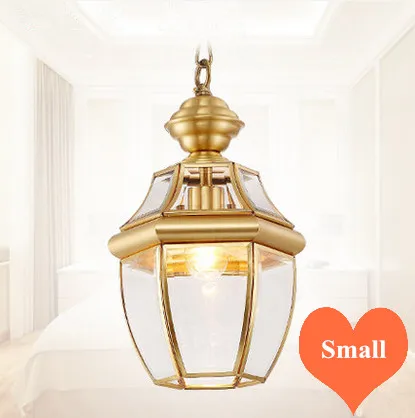 

American rural retro copper&crystal glass Pendant lights Handwork soldering E27 LED lamp for porch&pavilion&stairs BRSDD005