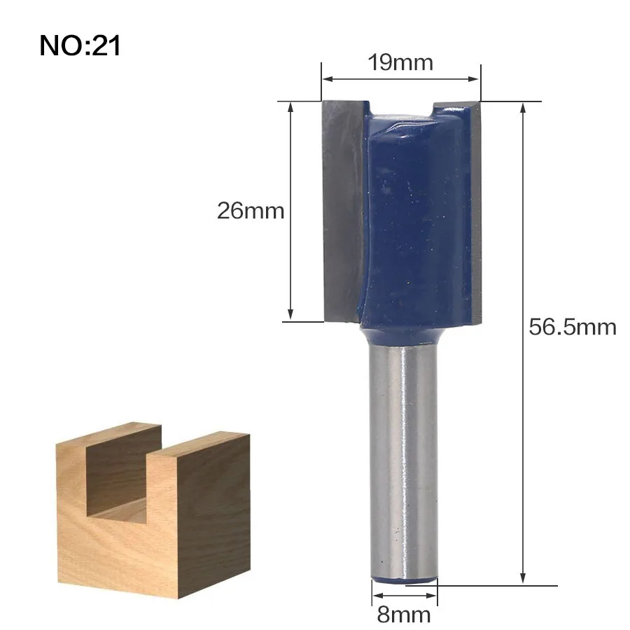 1 шт. 8 мм хвостовик древесины маршрутизатор бит прямой Концевая фреза триммер очистка заподлицо отделка угловая круглая бухта коробка биты инструменты фреза - Длина режущей кромки: NO21