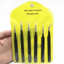 6 шт./партия ESD антистатические пинцеты из нержавеющей стали набор ремонтных инструментов для технического обслуживания набор антистатических модельных инструментов