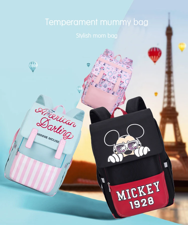 Большая вместительная сумка для подгузников disney Minnie, рюкзак для мам, сумка для кормящих мам, детский дорожный рюкзак для ухода за ребенком, сумка для подгузников