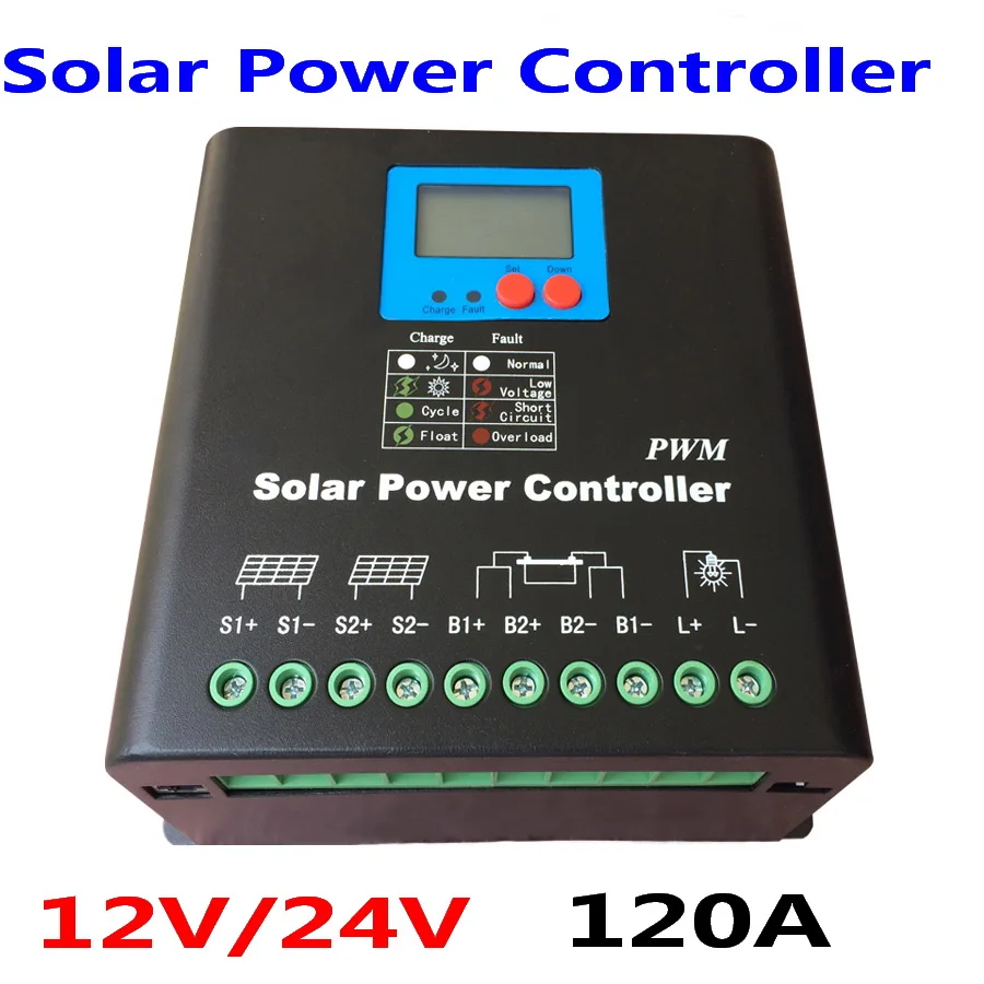120A Solar Charge Controller 12V 24V 36V Battery Charge Regulator for lead acid/gel/ lithium