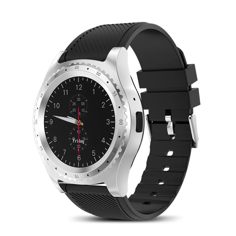 Silver balck Смарт-часы Bluetooth с сенсорным экраном Android водонепроницаемые спортивные мужские женские Смарт-часы с камерой слотом для sim-карты Цифровые Смарт-часы - Цвет: Silver balck
