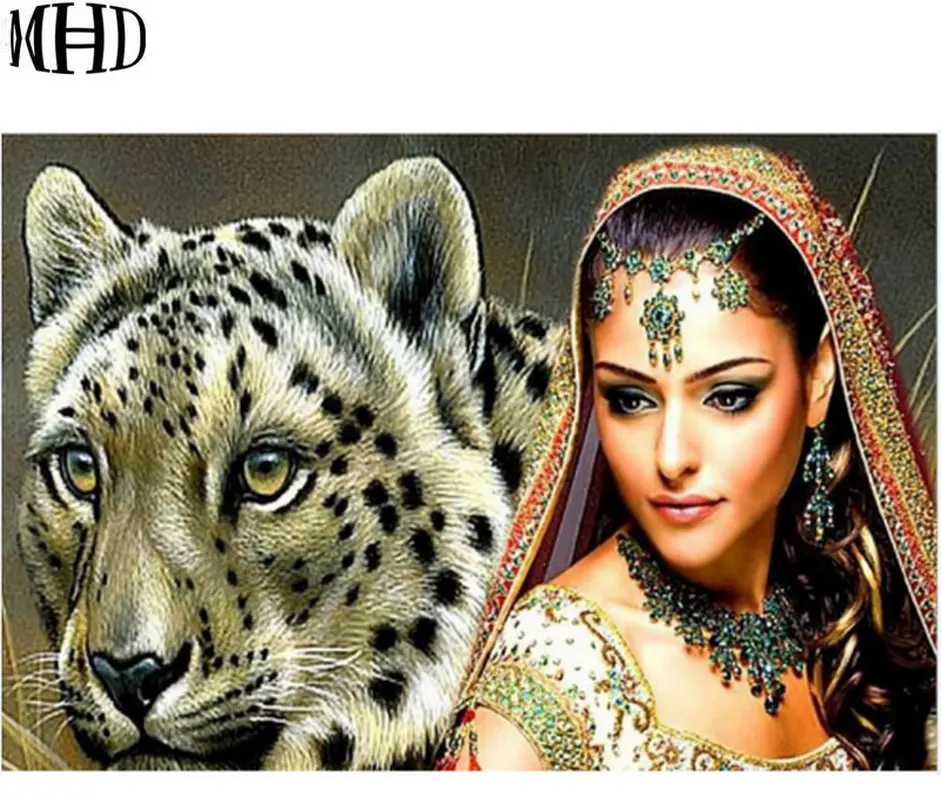 MHD 5d DIY Diamond Embroidery Woman font b Big b font Cat Diamond Painting Full Round