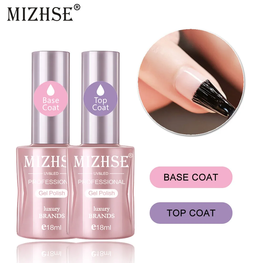 MIZHSE 18 мл 2 шт./лот База Top Coat грунтовка для геля наконец гель лак для ногтей полуперманентный гель-лак Shilak прозрачное покрытие гель - изображение