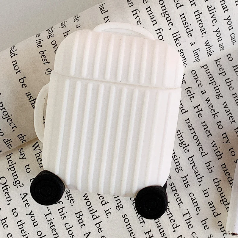 Белый Новинка, защитный чехол для airpods в форме чемодана, bluetooth-гарнитура Apple, силиконовая, анти-капля, мягкий чехол, аксессуары для хранения - Цвет: Белый
