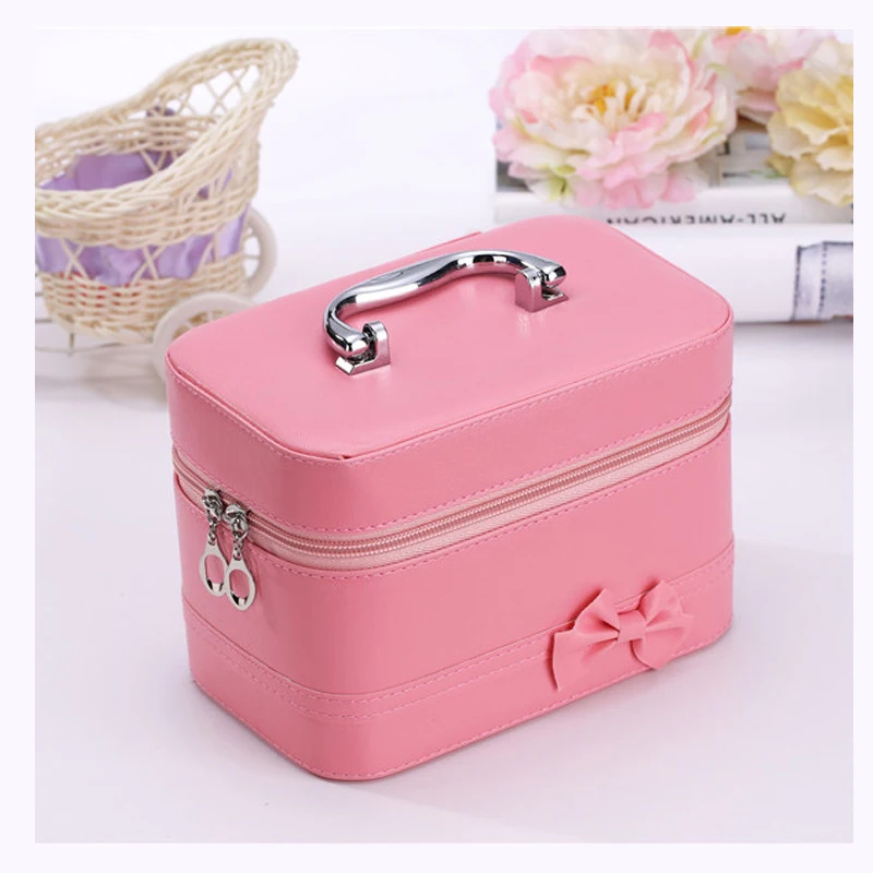 

Zipper Solid Color Cosmetic Storage Bag For Women Bedroom Jewelry Makeup Storage Box office Organizer