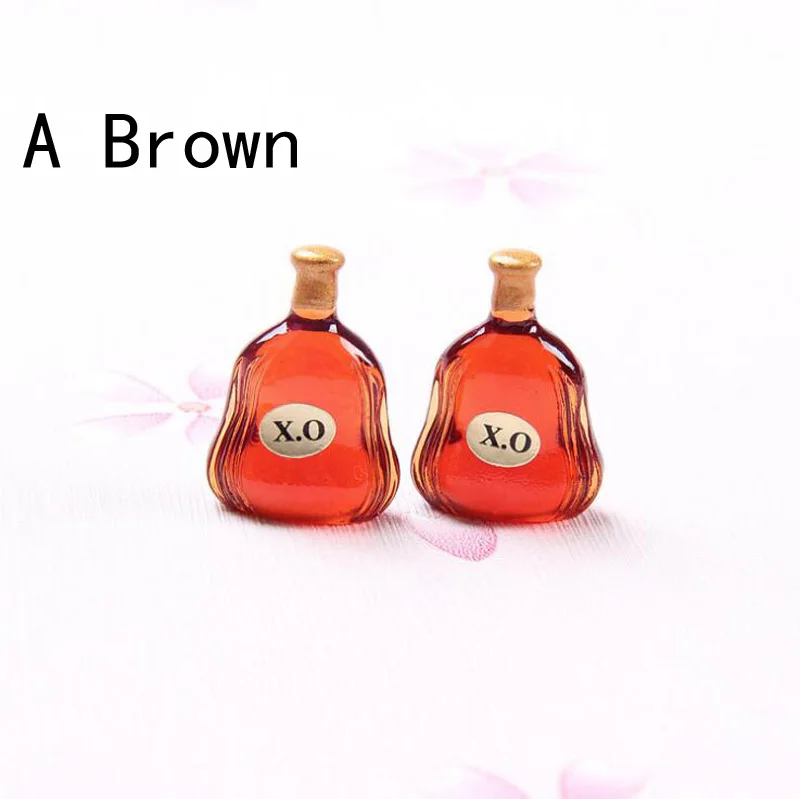 50 шт./партия, имитирующая бутылка, самодельный брелок, серьги, аксессуары из смолы, детские игрушки - Цвет: A Brown