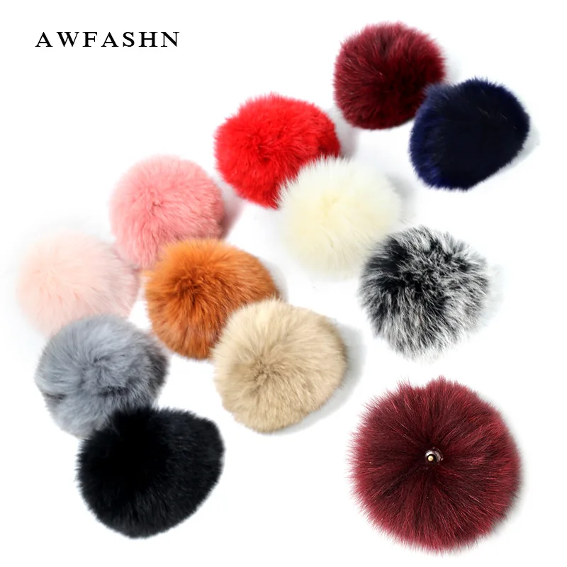 

Real Fox Fur Pompom For Women HatS Caps Big Natural Raccoon Fur Pompon for knitted beanies Skullie 15CM high quality